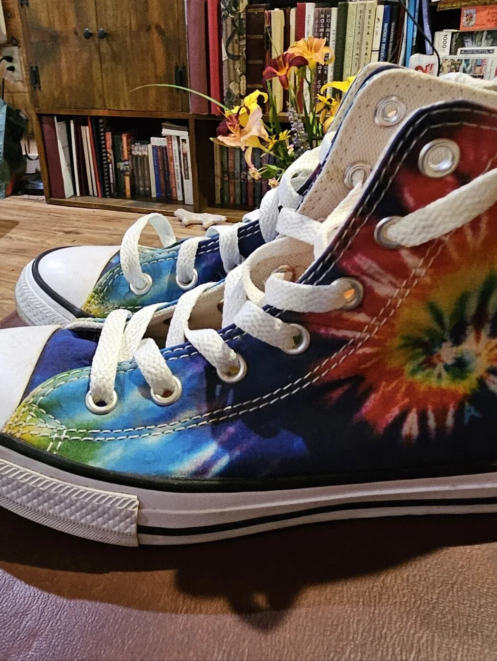 Converse Brand Tie-Dye High Top Canvas Sneakers - Multicolor Size 3